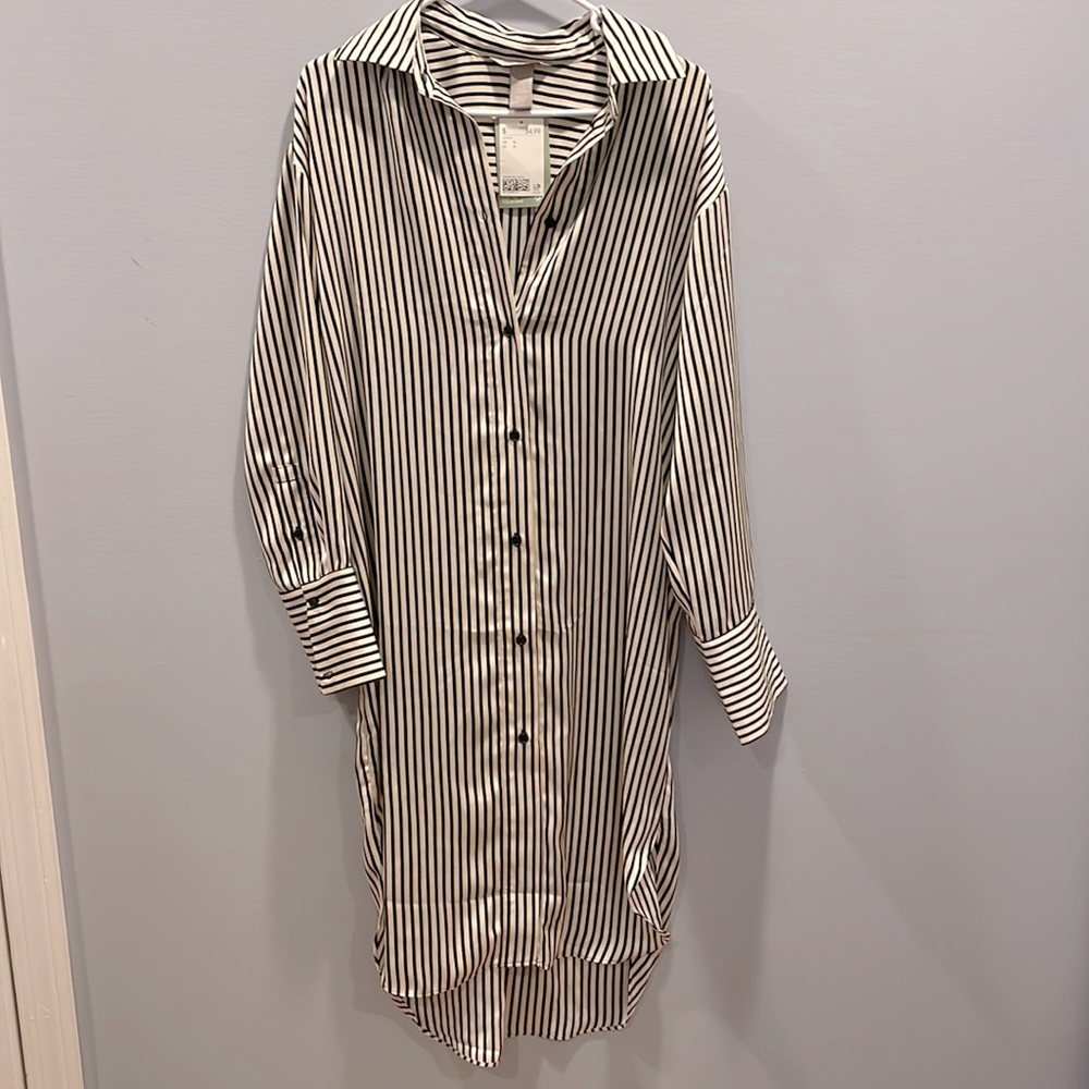 H&M Black and White Striped Dress